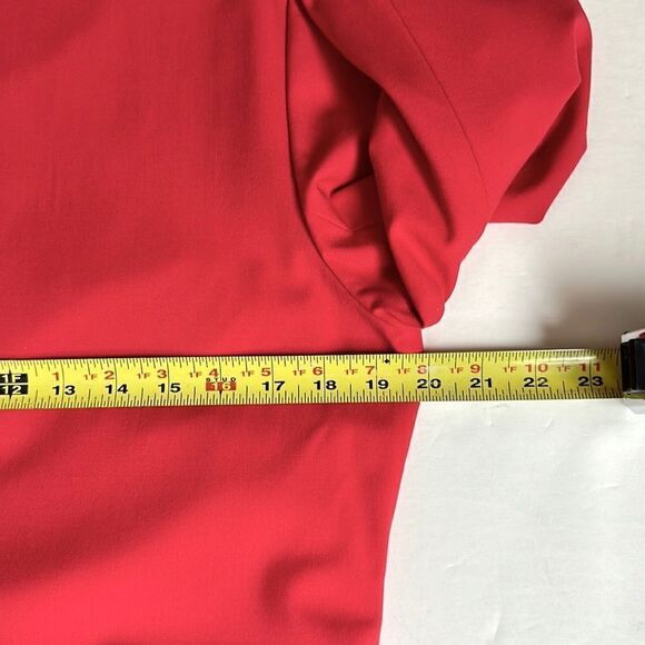 Lafayette 148 New York Red Wool Draped Shift Dress 3/4 Sleeves Round Neck US10 - Picture 12 of 14